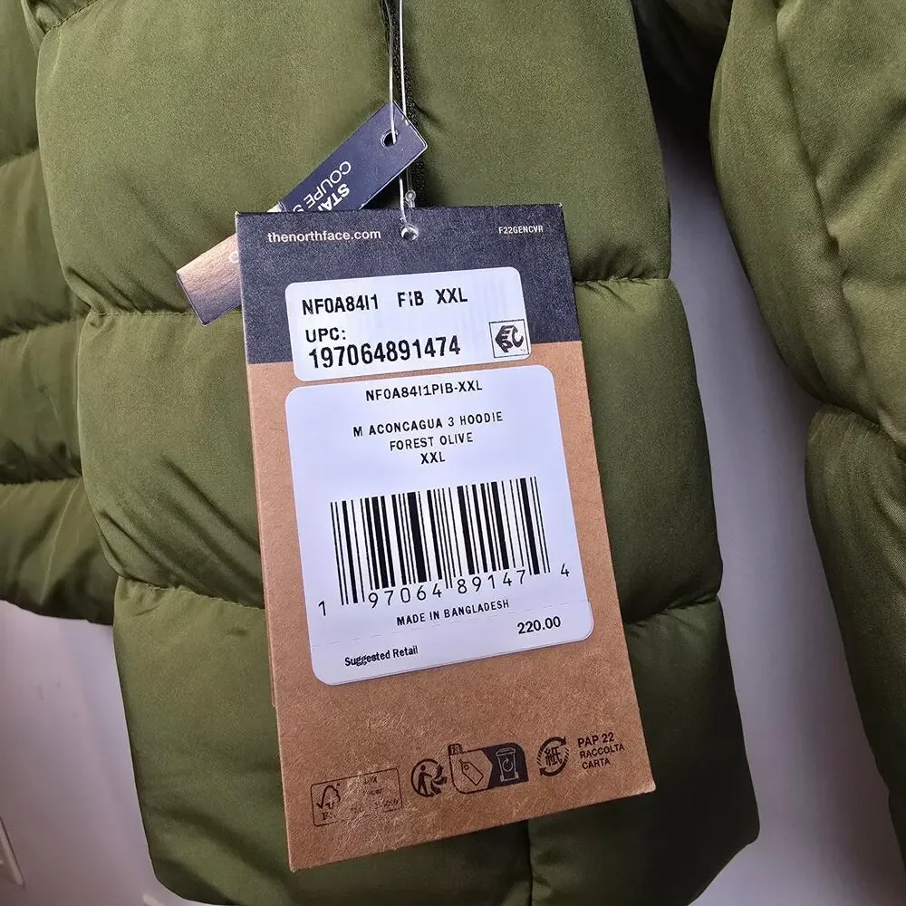 The North Face Mens Size XXL Aconcagua 3 Hoodie Jacket Forest Olive Winter Coat